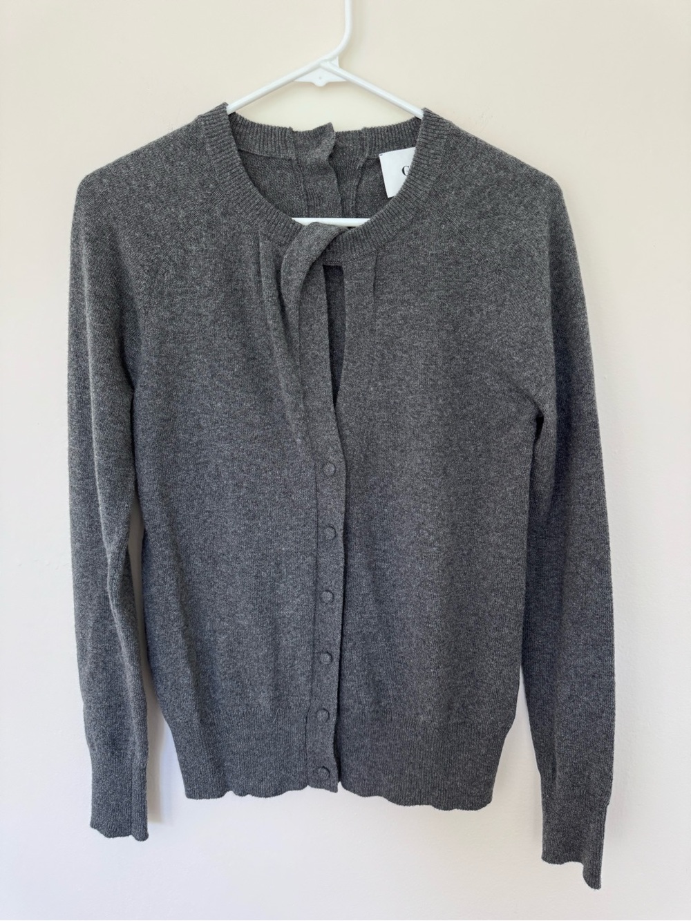 G. Label by Goop Button Down Keyhole Front Wool Cardigan Sweater Gray size Small